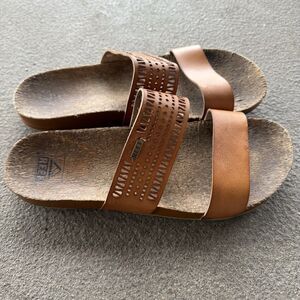 Reef Sandals Women's Size 9 Cushion Vista Perf Slide Brown Boho Hippie Beach
